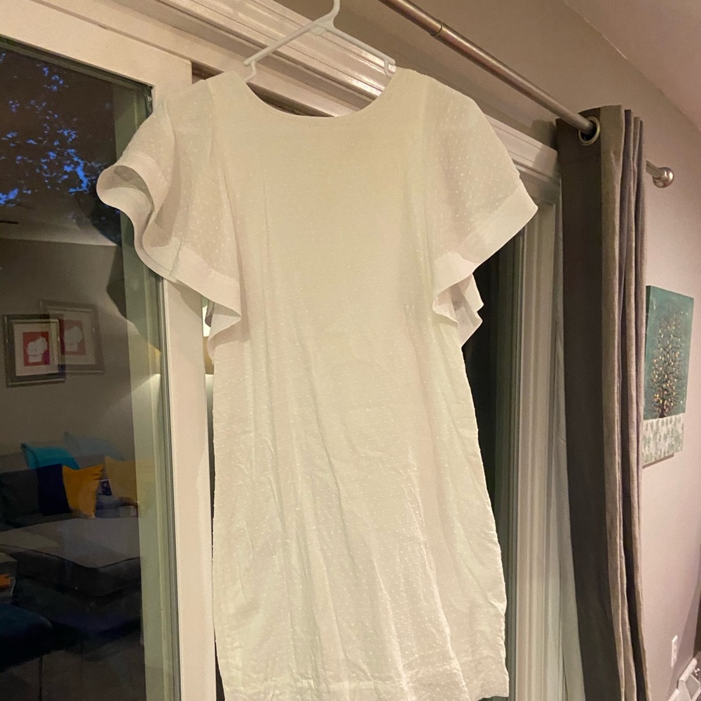 Size 2 JCrew White Flutter Sleeve Dress